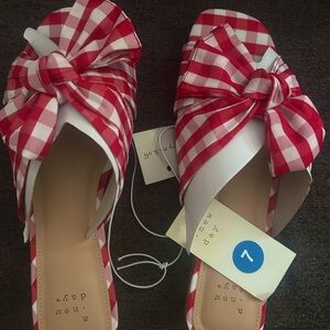 Red Gingham Bow Sandals